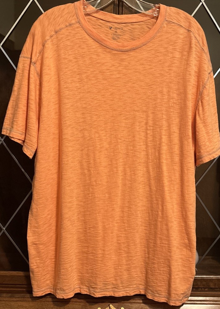 Cremieux Men’s Orange Slub Cotton Short-Sleeve Crew Neck T-Shirt Size XL RN58909