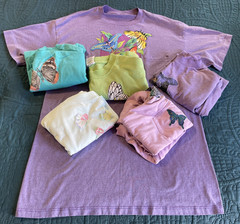 Lot of 6 VTG SINGLE STITCH Yellow Butterfly Print T-Shirts Size L/XL