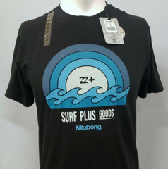 Billabong Mens Shirt Small Medium Black Short Sleeve Slim Fit Rainbow Wave