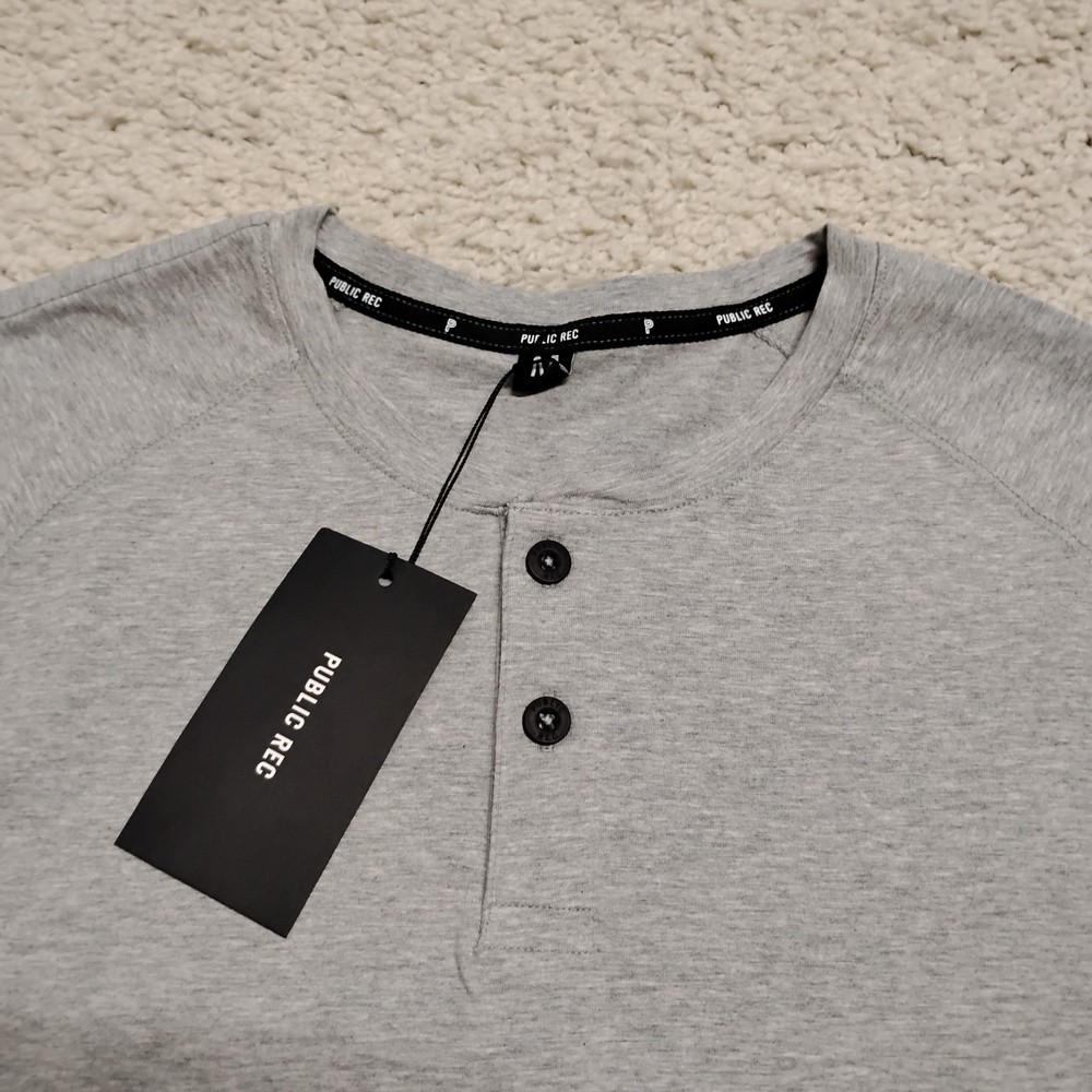 Public Rec Go-To Short Sleeve Shirt Mens Medium Gray Performance Henley Pima