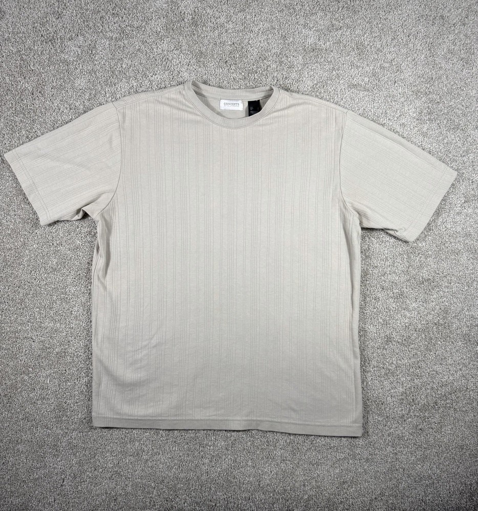 Concepts by Claiborne Men’s Size L Ribbed Knit Short Sleeve T-Shirt Beige Tan