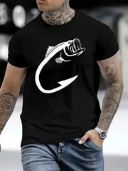 Fishing Hook Bass Graphic T-Shirt Funny Fisherman Angler Tee Gift for Men