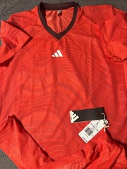 ADIDAS TENNIS PRO FREELIFT MESH SLIM FIT LUCID RED V COLLAR SHIRT SIZE L MEN $80