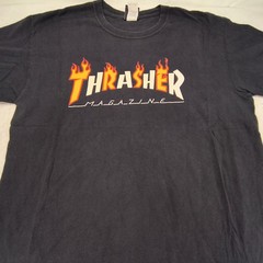 Thrasher Magazine Crew Neck Graphic T Shirt Mens Size Large L Black Yellow White