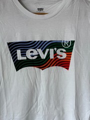 Levi’s Graphic Batwing Tee – White with Multicolor Wave Pattern – Size S