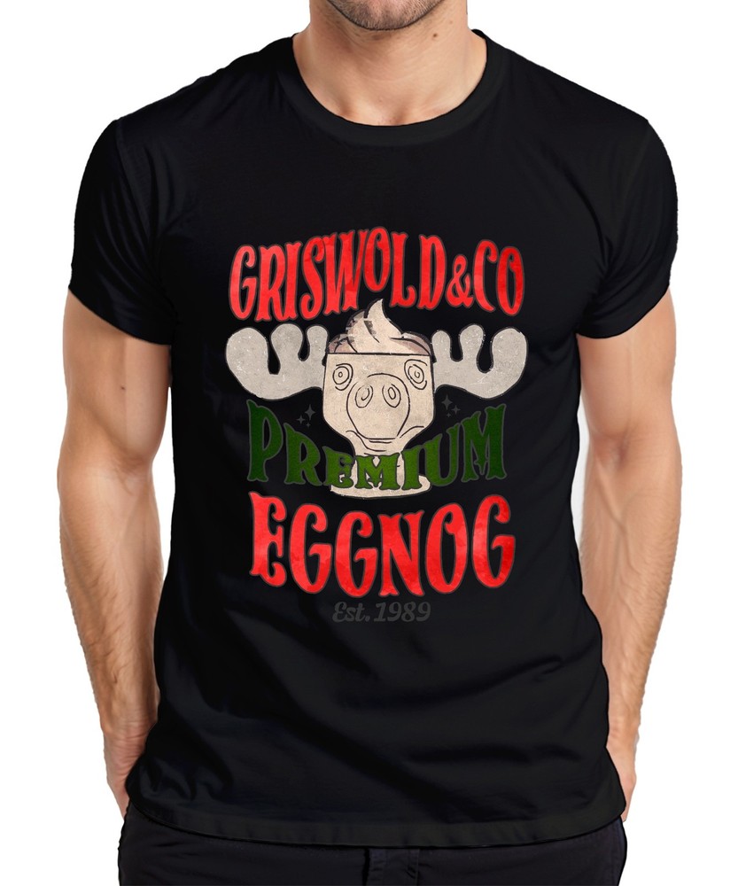 Griswold Premium Eggnog Christmas Funny Moose Gift Vintage Mens T-Shirt