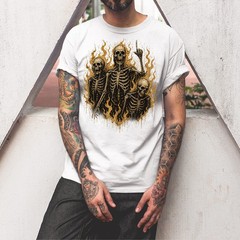 Retro Skeletons On Fire Unisex T-shirt | Gothic Skull Lover Gifts for Men
