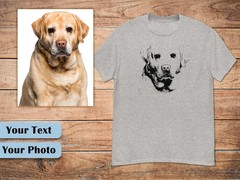 Custom Dog Portrait Comfort Tee Personalized Pet Photo Shirt Gift Idea