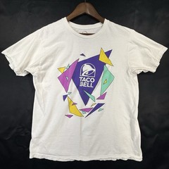 TACO BELL Shirt Adult Large White Retro 90s Geometric Graphic 21×25