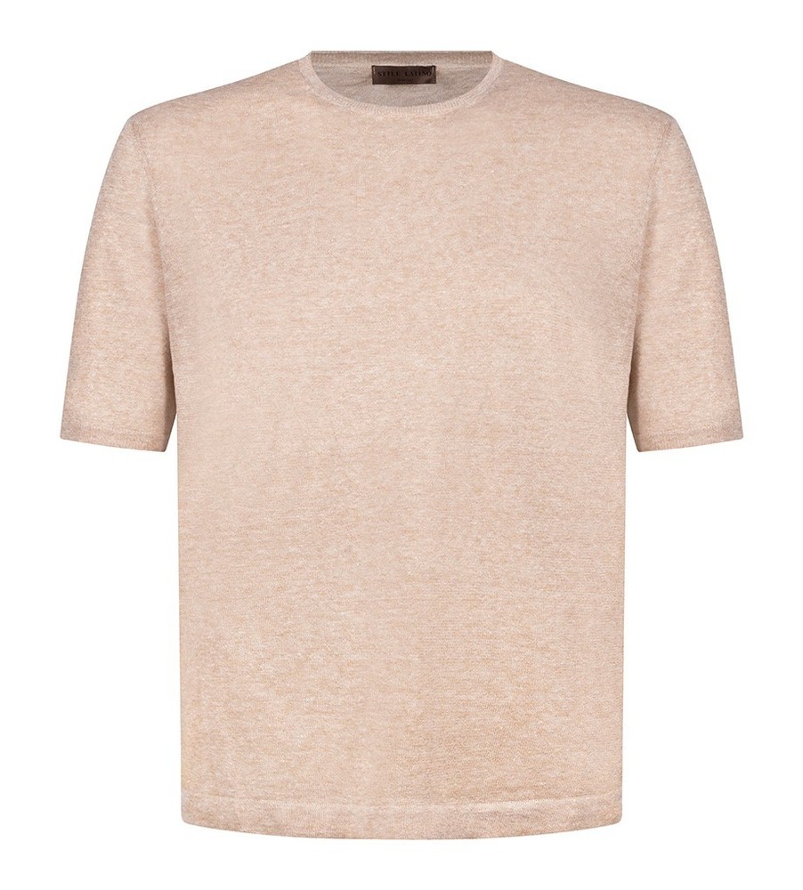 STILE LATINO t-shirt linen cotton EU 52 US 42 beige melange normal fit
