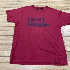 Dockers Khakis T Shirt Men XL Red Retro Laundry Finish Vtg 90s Spellout Tee XL