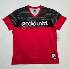 Ecko Unltd Men’s T-Shirt True Red Black Camo Design Graphic V-Neck EO31K806