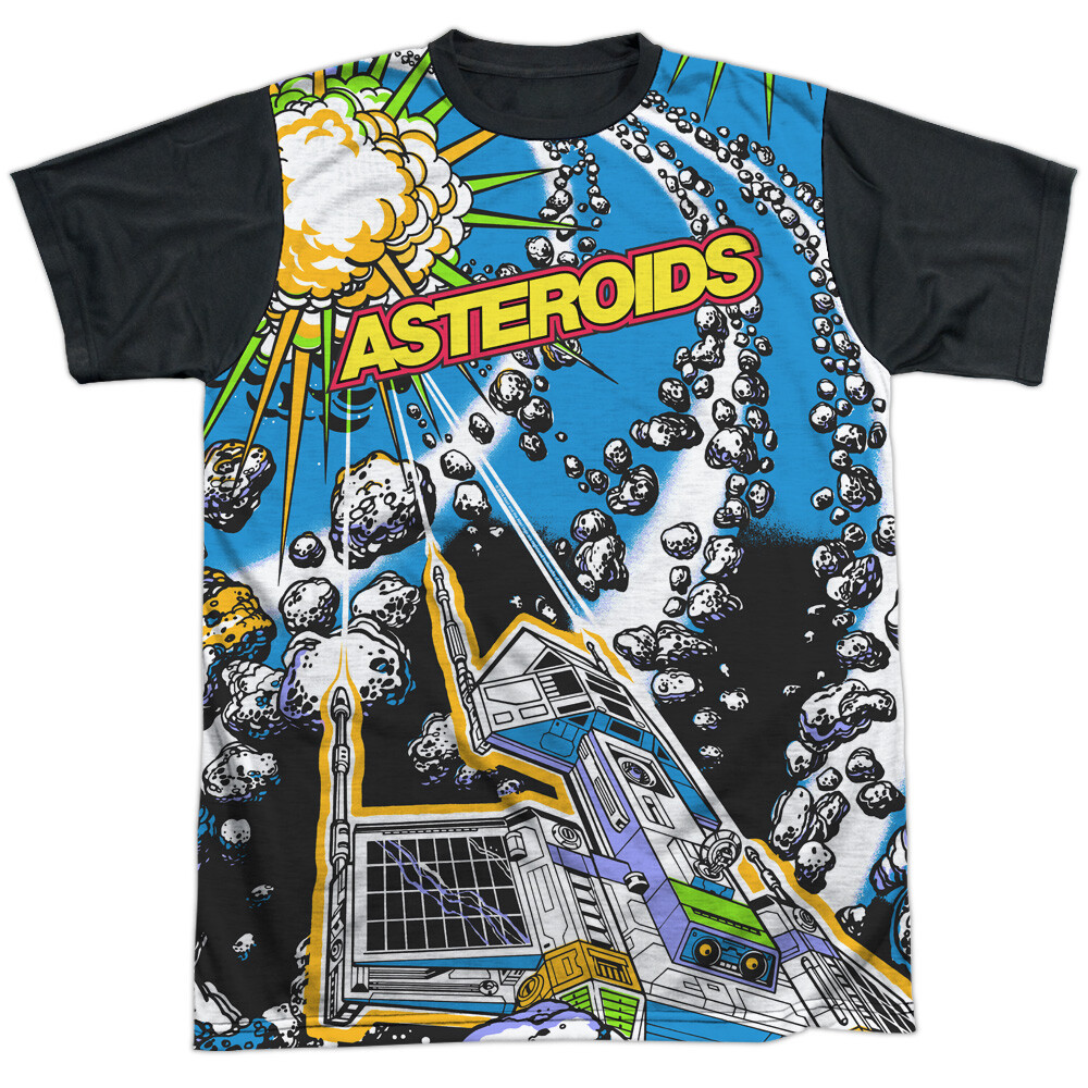 Atari Asteroids All Over Adult Halloween Costume T Shirt (Black Back), S-3XL