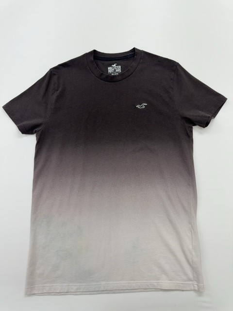 Hollister Men’s T-Shirt Black Gray Gradient Logo Size S Short Sleeve