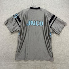 JNCO Jersey Mens XL Grey Blue Tribal Sabertooth 85 Graphic V-Neck Vintage 90s
