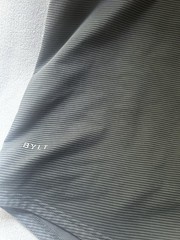 BYLT Basics Drop Cut Lux Tee XL Gray Black Stripe Short Sleeve Stretch Shirt