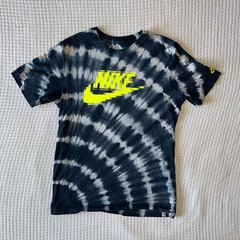 Nike Sportswear Tie-Dye Tee w/ distinctive spiral & neon yellow pixelated logo