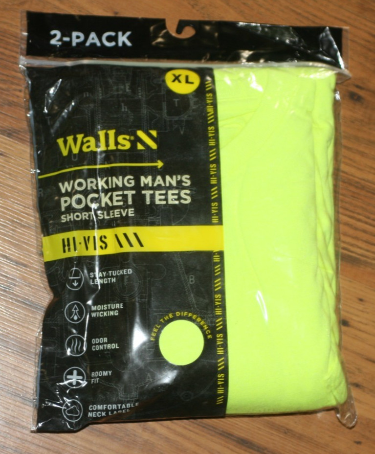 NIP Wall Working Man’s Pocket Tees S/S Hi-Vis Yellow – XL – 2 Pack