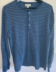 J. Crew Knit Goods Mens Large Slim Fit Long Sleeve Pullover Henley Shirt Striped