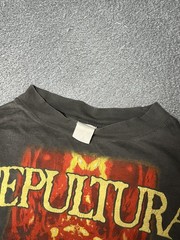 Vintage 90s Sepultura Territory Metal Band T-Shirt Long Sleeve, Blue Grape