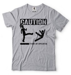 Caution This Is Sparta Cool T-shirt Funny Tee Shirt Spartan T-shirts Gym T-shirt
