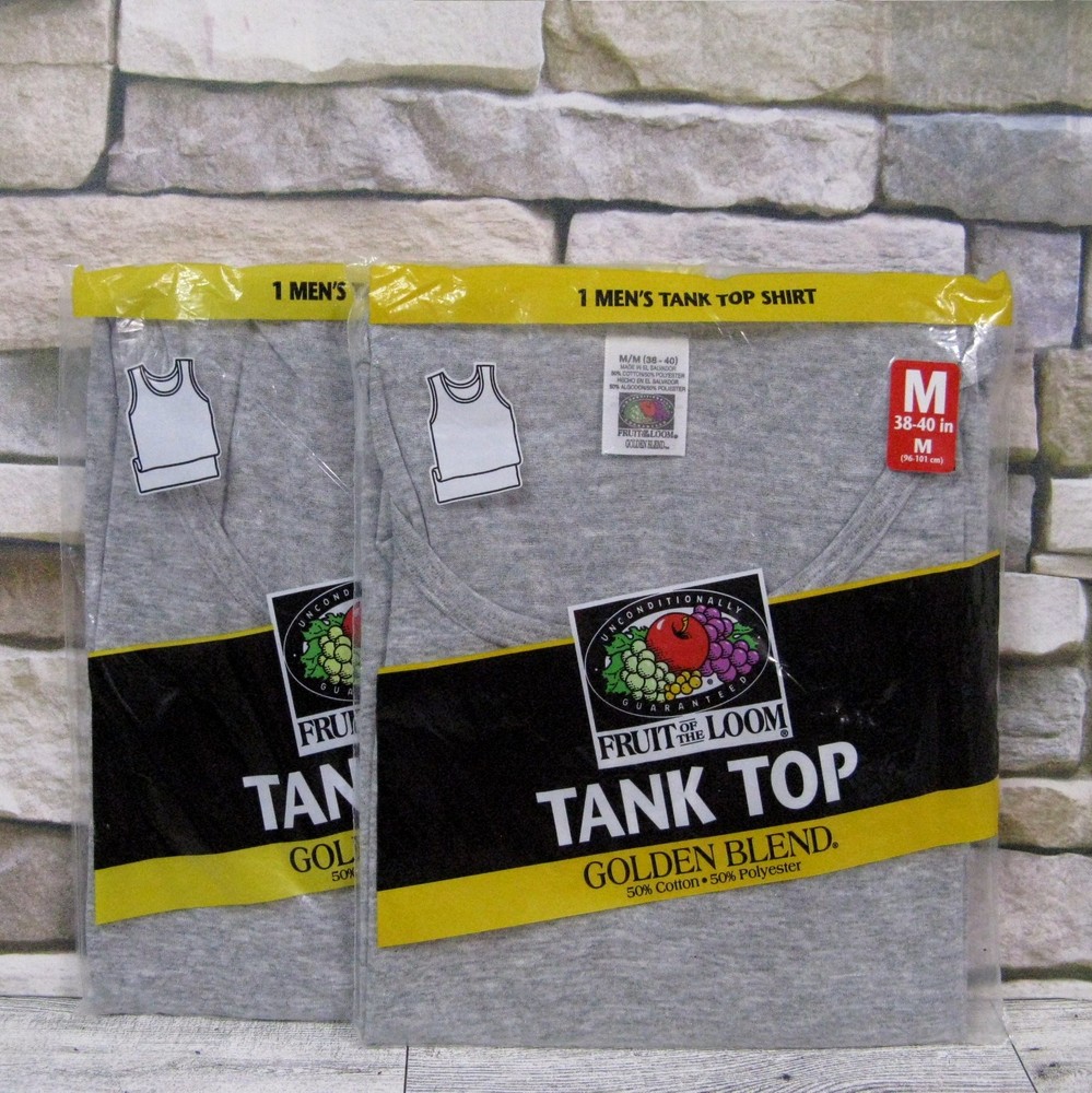 Fruit Of The Loom 2 Vtg 1998 Tank Tops Mens M 38-40 Gray 50/50 Golden Blend NIP