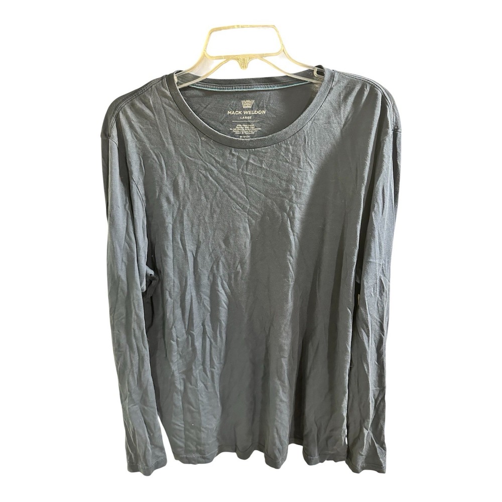 Mack Weldon Men’s Long Sleeve Crewneck T-Shirt Navy Blue Size Large Pima Cotton