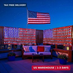 (New) American Flag Net Lights, 6.5 ft x 3.3 ft Waterproof USA Flag Lights Outdo