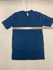 American Apparel Sustainable Collection Unisex V Neck T-Shirt 100% cotton Blue S