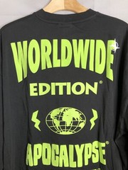 Asos Design Black Worldwide Graphic Doube Sided Long Sleeve T-Shirt Size M MEDIU