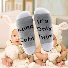 2 Pairs Mid Calf Funny Pregnancy Announcement Socks Keep Calm It’s Only Twins