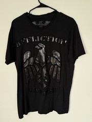 Affliction Men L Black Eagle Logo Graphic Print Short Sleeve T-Shirt