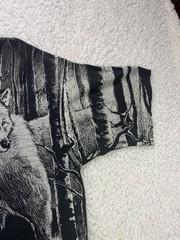 Vintage AOP Wolf T-Shirt All Over Print L Black & White Single Stitch USA Made