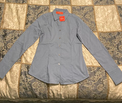 Rosa York Women’s Grey Fit Cotton Long Sleeve Collared Button-Up Shirt