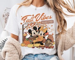 Disney Mickey And Minnie Fall Vibes on Main Street Unisex Adult Kid Tee 660764