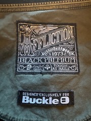 Affliction Black Premium Military Shirt Mens Large Green Moto Biker Buckle Y2K