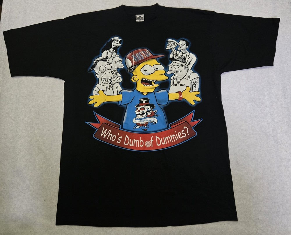 Y2K John Son Men’s T-Shirt 2XL Black Simpsons “Who’s Dumb of Dummies?”