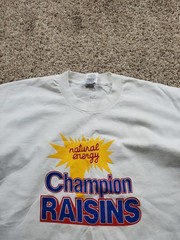 Vintage Champion Raisins Shirt Mens XL White Fruit of the Loom Graphic Promo 90s