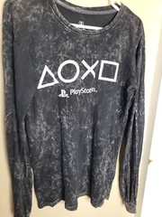 Playstation Long Sleeve Shirt Mens Large Heathered Gray Ripple junction Small
