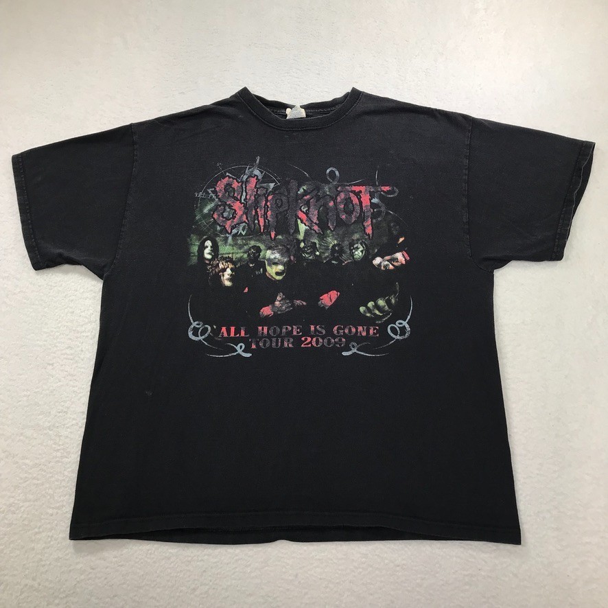 Vintage Slipknot Shirt Mens XL Black All Hope Is Gone 2009 Tour Anvil Band Tee