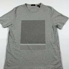 Theory Colorfield Tee Grey Cotton Jersey Short Sleeve 3D Print Crew T-shirt Sz L