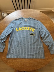 Lacoste Live men’s big logo long sleeve shirt SZ L Blue White