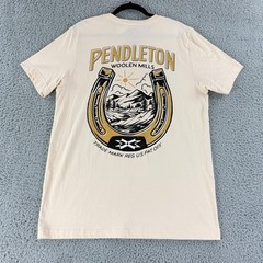 Pendleton Woolen Mills Mens Large Ivory Graphic Short Sleeve Crew Neck Tee Top