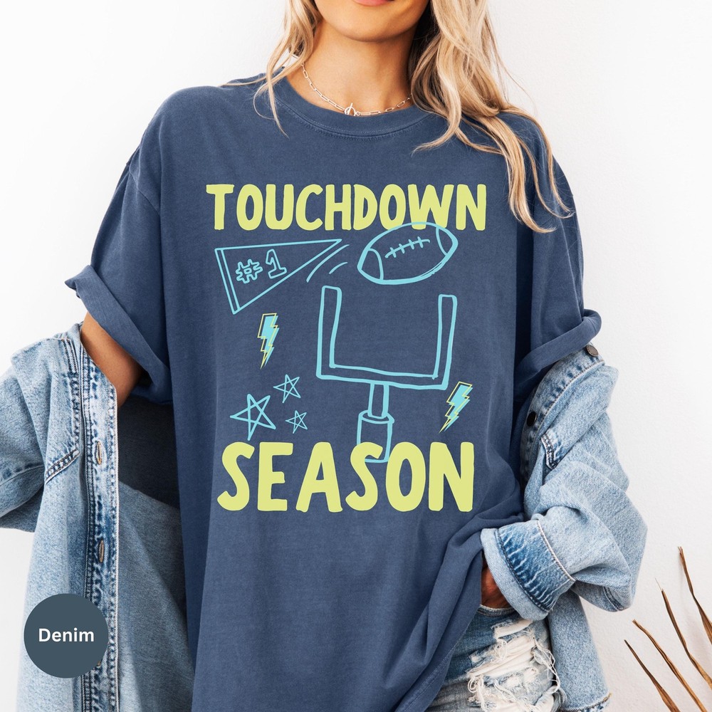 Touchdown Season Shirt Football Mom Game Day Retro Fall Unisex Fan Gift Tee