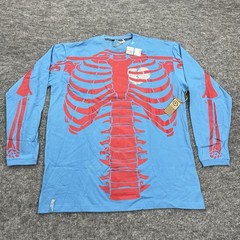 LRG Dead Serious Shirt Mens XL Blue Skeleton Lifted Research Group Kanye Glow