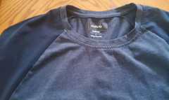 ALFANI MENS EASY CARE COLORBLOCK T-SHIRT-LARGE-BLUES-CREW NECK-LONG SLEEVES-*NEW