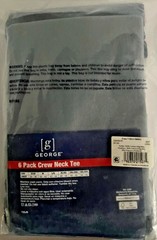 George Men’s Crew T-Shirts 6-Pack Tag Free Size (S) Small , BLACK/ GREY New