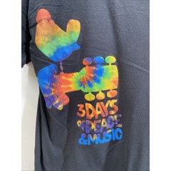 Woodstock 3 Days of Peace Music Black T Shirt Men’s Large 42-44