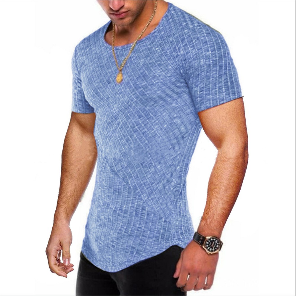 Men Casual Sport Round Neck Short Sleeve Slim Fit Top T-Shirt Muscle Gym Active