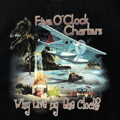 Paradise Shores Five O’Clock Charters Graphic T-Shirt XXL Black Airplane